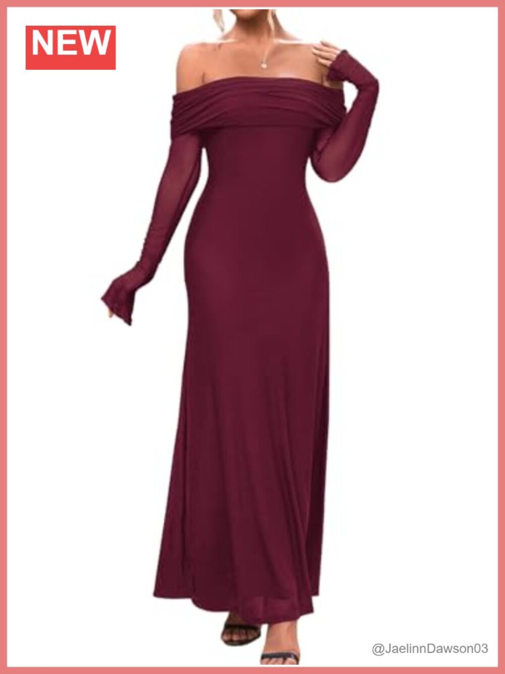 KUTUMAI Women Off Shoulder Long Sleeve Maxi Formal Dress